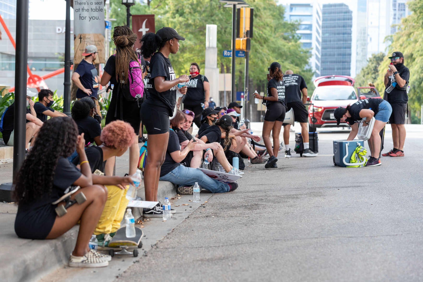 Photos: Protesters march down U.S. 75, chant outside home of Dallas mayor to call for racial justice
